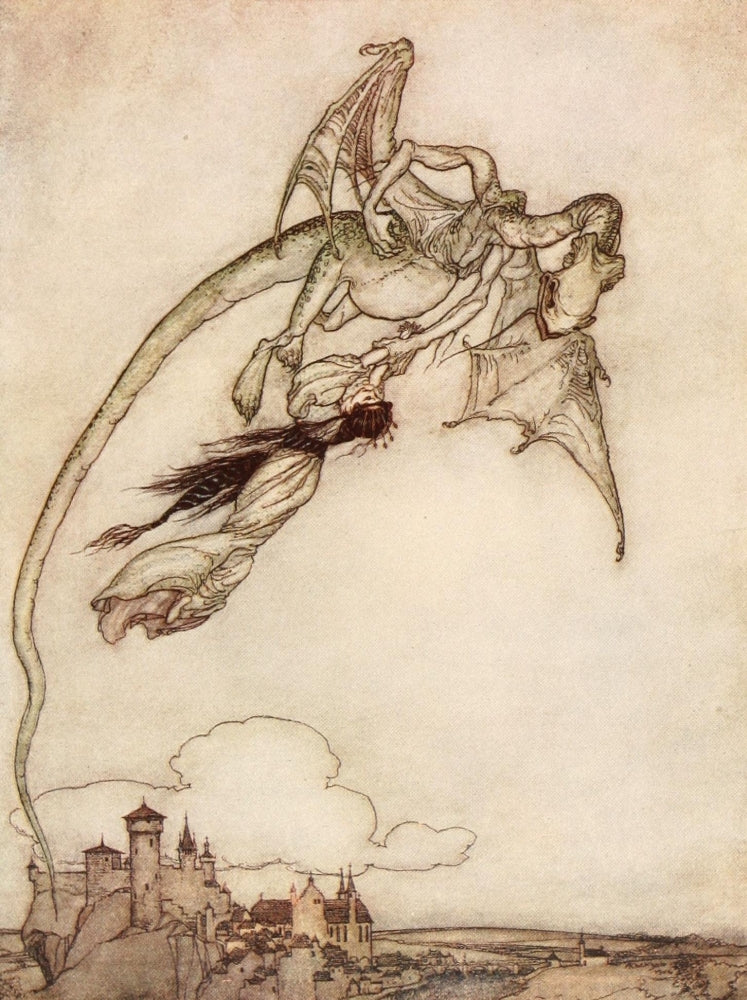 Snowdrop & Other Tales Dragon Poster Print by Arthur Rackham