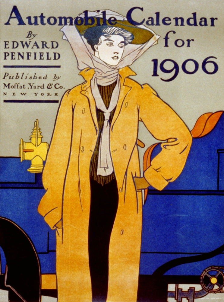 Automobile Calendar for 1906 Poster Print by Edward Penfield, vintage art