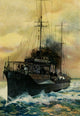 The Army & Navy of the US 1917 Destroyer Poster Print showcasing military history.