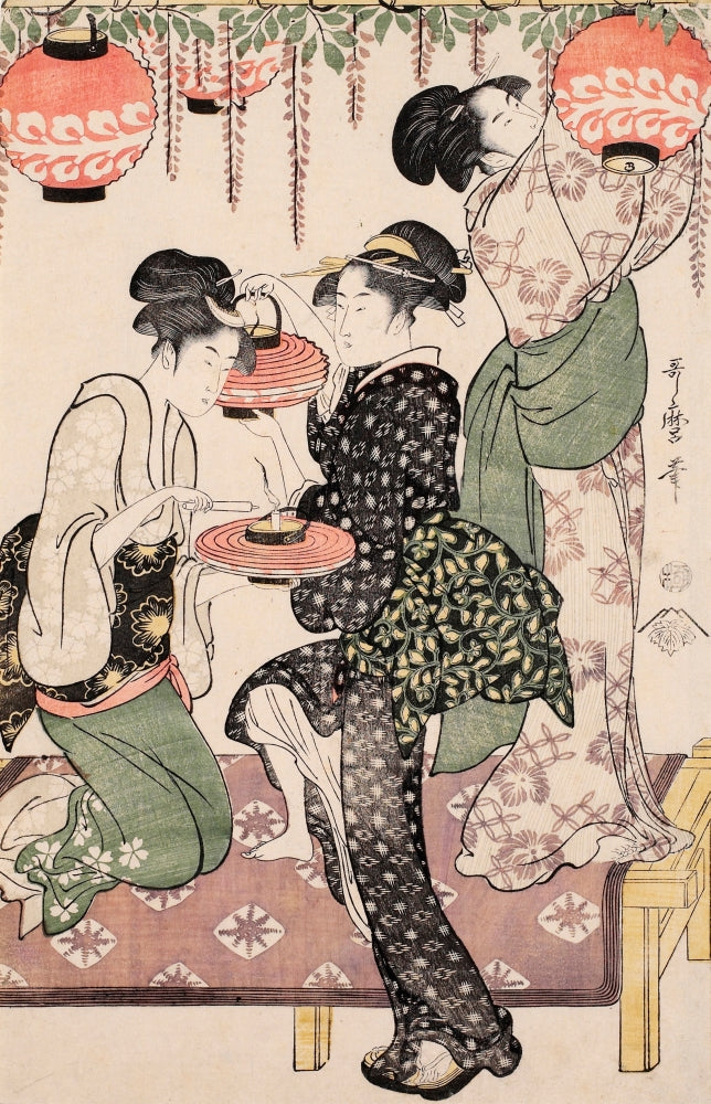 Party c.1795 Poster Print by Kitagawa Utamaro showcasing traditional Japanese art.