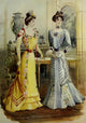 Latest Paris Fashions 1877 Chic Toilettes de Reception Poster Print showcasing vintage fashion elegance.