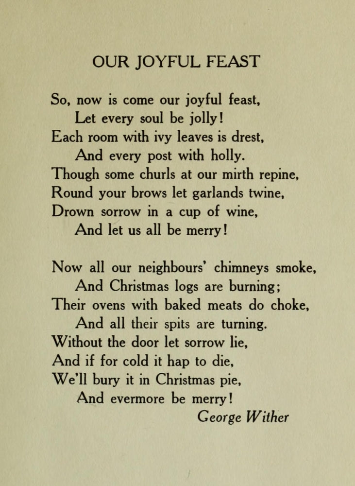 Christmas in Poetry 1922 Our Joyful Feast Poster Print showcasing festive holiday spirit.
