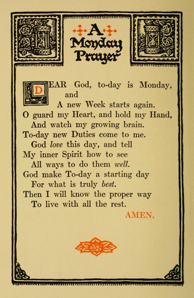 Prayers for Little Men - 1912 A Monday Prayer Poster Print by Morgan van Roorbach Shepard