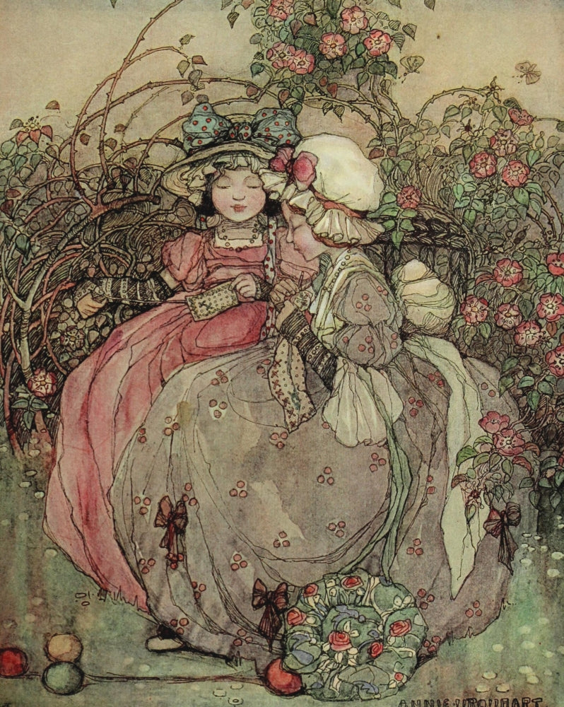 The Gossips Poster Print by Annie Urquhart, 1909 artwork.