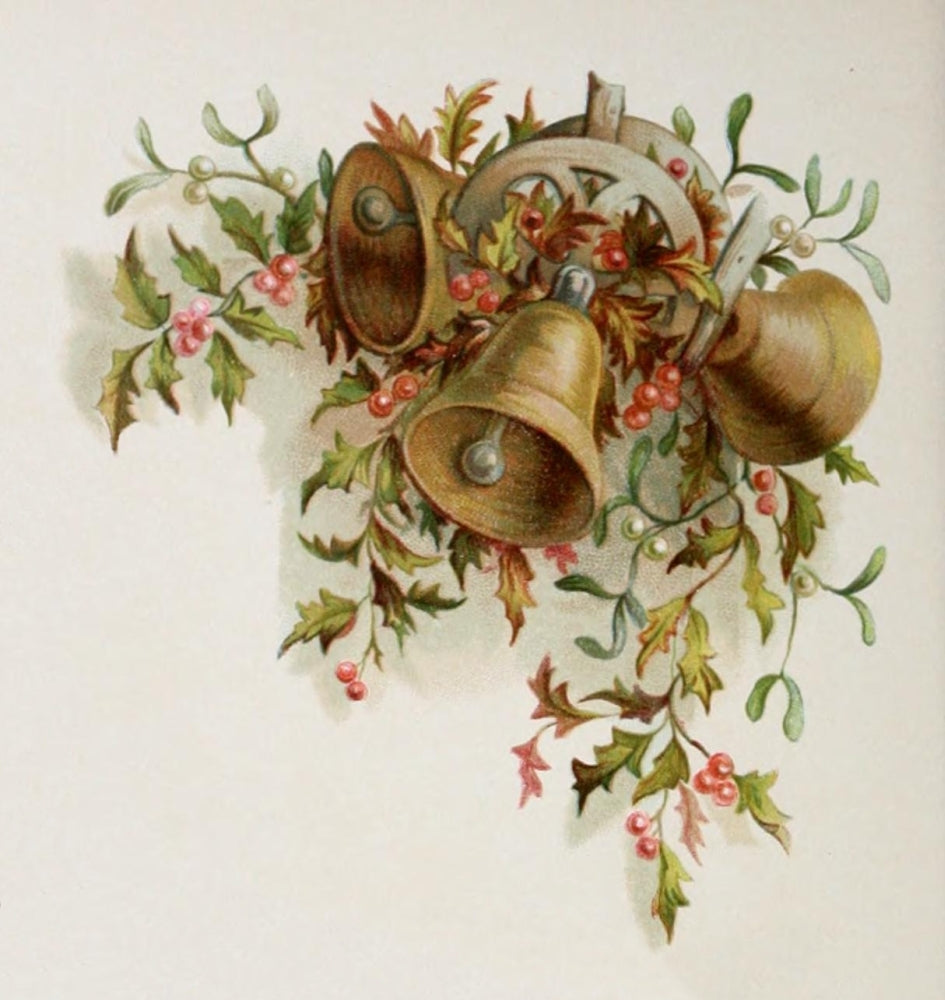 Fulness of Joy 1886 Holly Bells Poster Print showcasing festive holly bells.