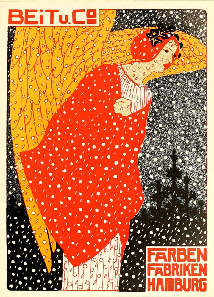 1913 Snow Fantasy Poster Print by Georg Tippel showcasing a serene winter landscape.