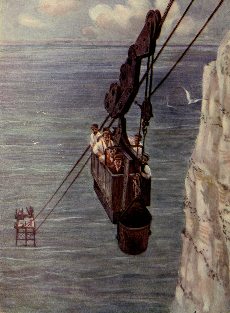 1909 Beachy Head Cableway Poster Print showcasing engineering wonders