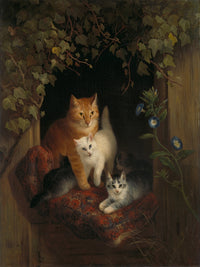 Snug Cats Poster Print by Henriette Ronner-Knip featuring adorable cats.