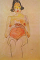 Red Nude, pregnant (1910) poster print by Egon Schiele showcasing bold colors and emotional expression.