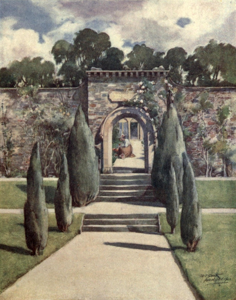 Abbotsford 1905 Garden Poster Print by William Smith, showcasing lush landscapes and vibrant flora.