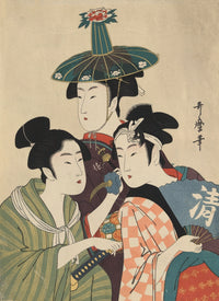 Three Young Men or Women c.1780-1806 Art Print by Kitagawa Utamaro