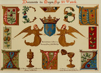 Fleurs d'apres Nature et Fleurs Ornementales 1890 poster print featuring flowers and angels.