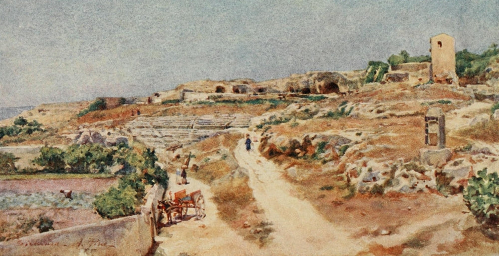 Sicily 1911 Theatre & Street of Tombs Poster Print by Alberto Pisa