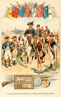 History of the United States 1900 Flags, Uniforms, Currency & Arms Poster Print