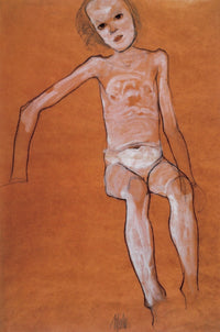 Seated Nude Girl Poster Print by Egon Schiele