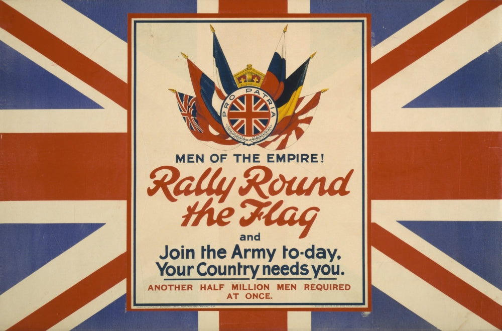 WWI Recruitment Poster 1915 - Rally Round the Flag Poster Print