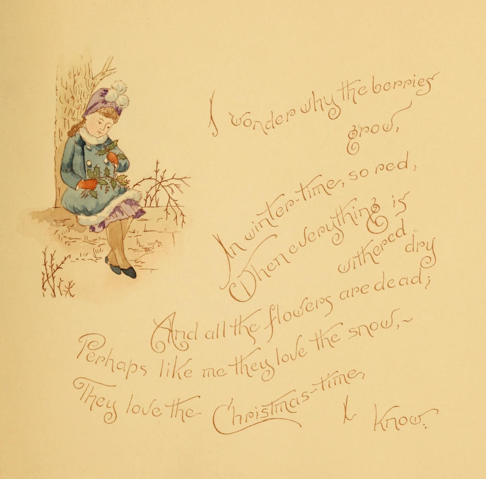A Christmas Visitor 1887 Poster Print by Annie C. McQueen featuring holly.