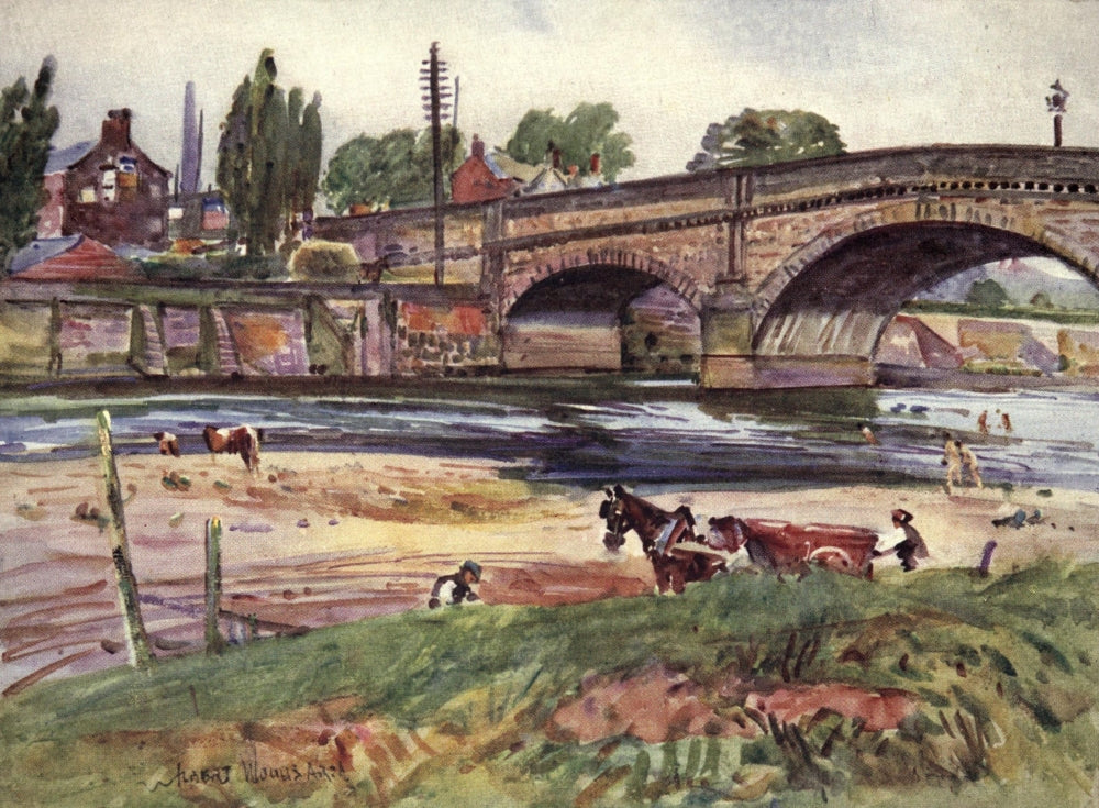 Lancashire 1921 Walton-le-Dale The Bridge Poster Print by Albert Woods