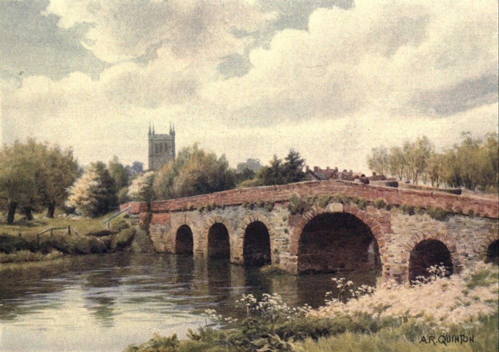 American Shrines in England Pershore Abbey & Bridge Poster Print