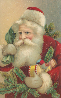 Vintage 1912 Benevolent Santa Poster Print.
