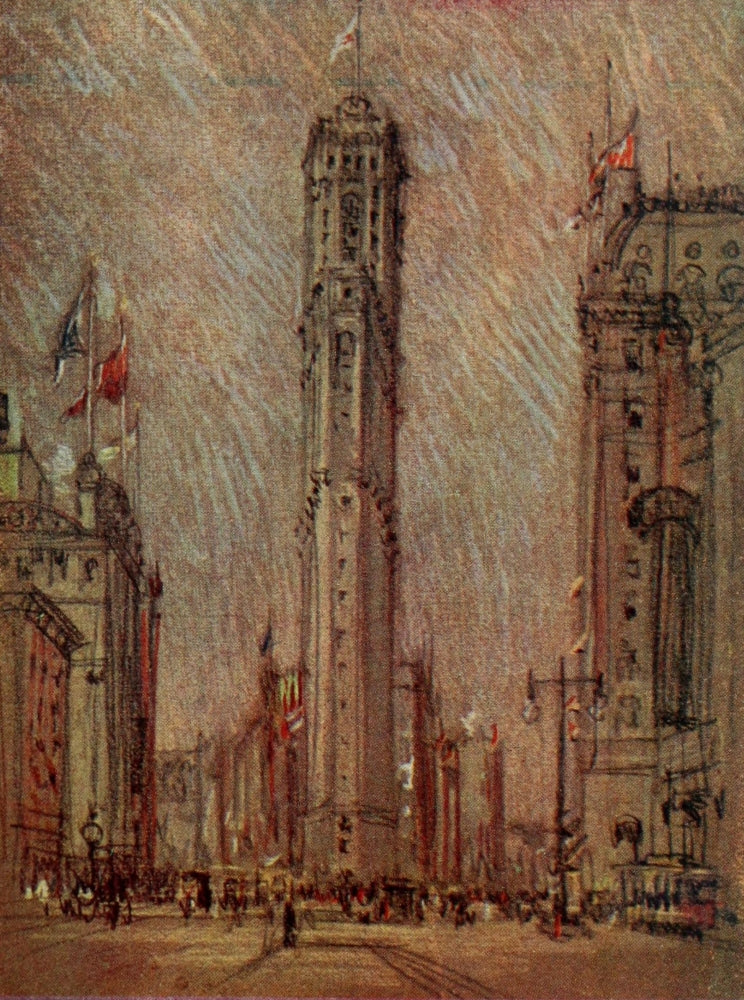 The New New York 1909 Poster Print by Joseph Pennell featuring the iconic New York Times Building.