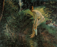 Bather in the Woods art print by Camille Pissarro, showcasing a serene scene in nature.