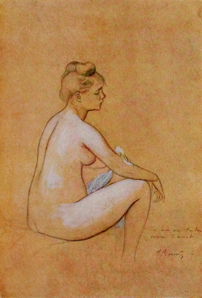 Bather Seated art print by Pierre-Auguste Renoir showcasing a tranquil scene.