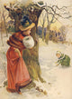 Vintage poster print of Nister's Holiday Annual 1897 Girl with Muff.