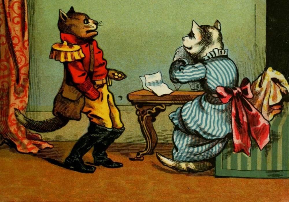 Miss Mouser's Tea Party 1870s Reading Invitation Poster Print featuring a whimsical mouse tea party.