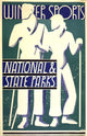 Winter Sports 1930s Poster Print by Dorothy Waugh showcasing vintage winter sports scene.