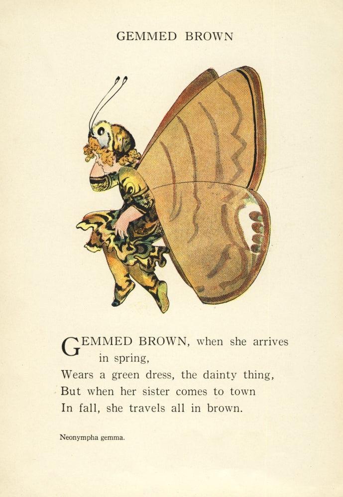 Butterfly Babies 1914 Gemmed Brown Poster Print by M.T. Ross