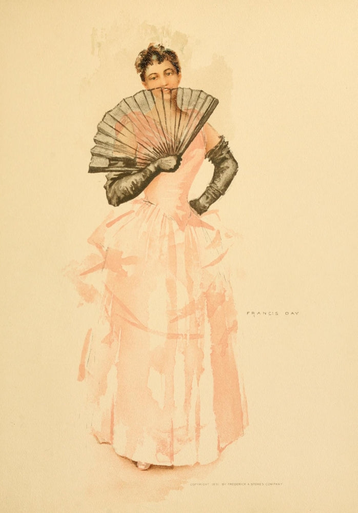 Point Lace & Diamonds 1891 Flirting with Fan Poster Print by Francis Day