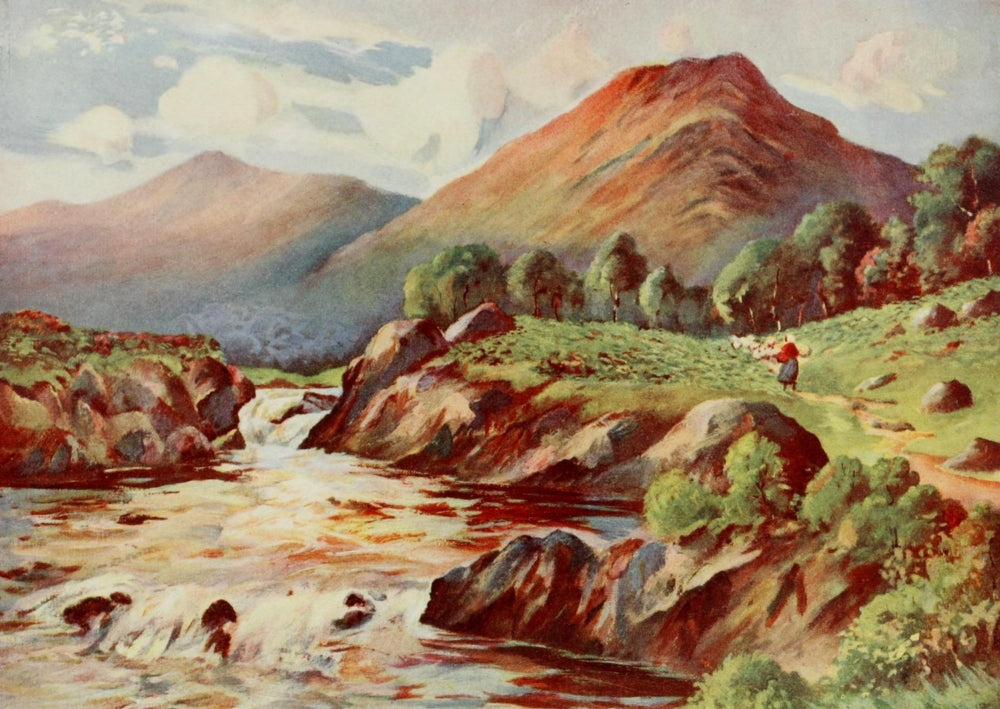'On the River Conan' poster print by H.C. Begg showcasing the beauty of Ross-shire.