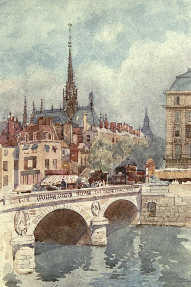 Cathedral Cities of France 1907 Pont Saint-Michel et la Sainte-Chapelle Poster Print by Herbert Marshall