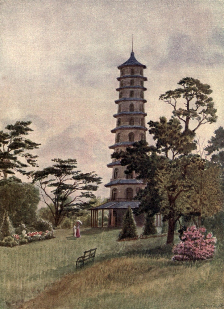 Kew Gardens 1908 Pagoda Poster Print by T. Mower Martin
