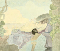 By the Sea Poster Print by Charles Conder showcasing a tranquil seaside scene.