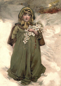 Christmas Roses 1886 Girl in Snow Poster Print by Lizzie Mack
