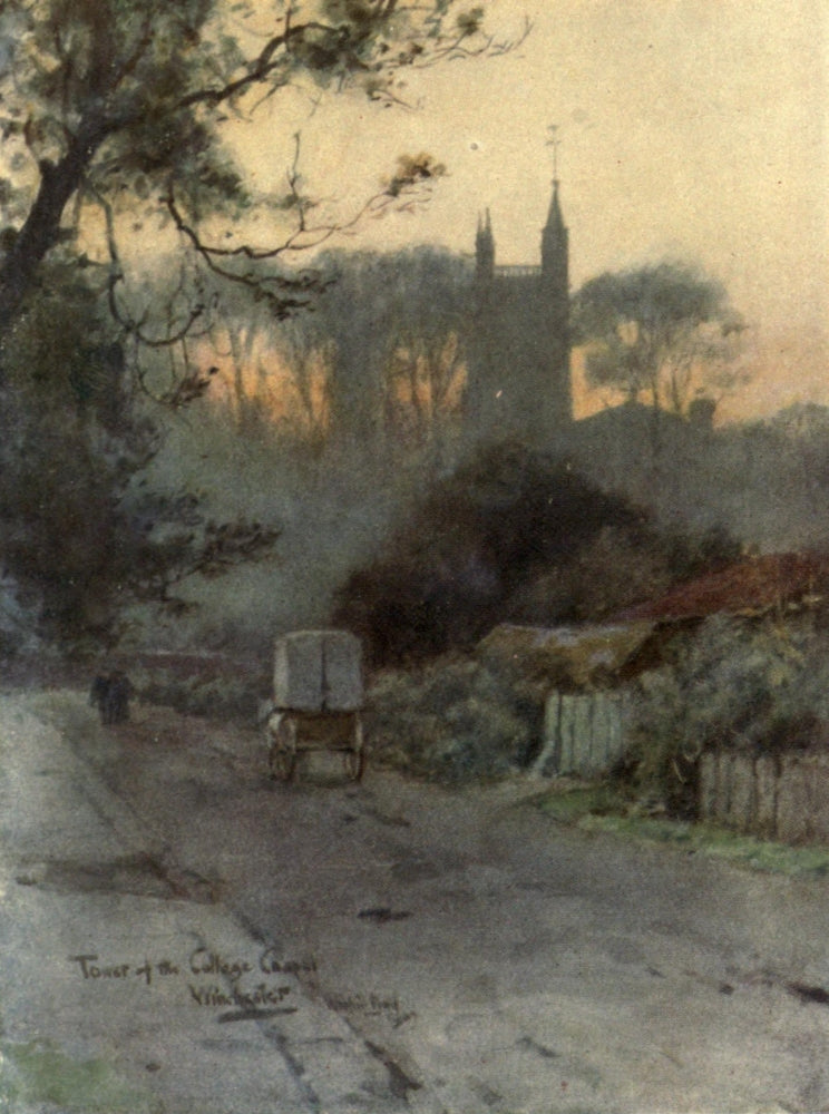Winchester 1910 Tower of the College Chapel Poster Print by Wilfrid Ball