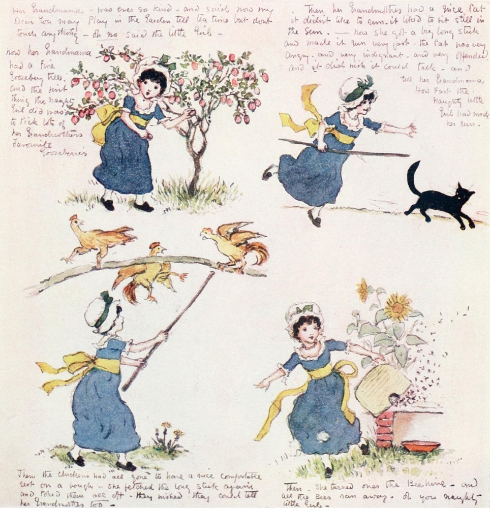 Kate Greenaway 1905 facsimile story page 2 poster print