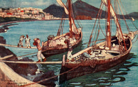 Naples Past & Present 1905 Unloading Boats Poster Print by Maurice Grieffenhagen
