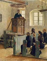 Jacobs Alberts Preaching to the Congregation Poster Print, showcasing vintage religious art.