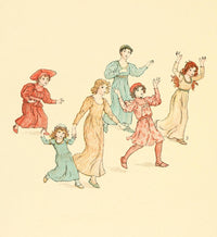 The Pied Piper of Hamelin poster print featuring rosy cheeks and flaxen curls by Kate Greenaway.
