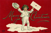 Child with Christmas Card Poster Print by Ellen Clapsaddle