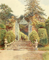 The Garden Gate art print by George S. Elgood showcasing a serene garden scene.