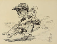 Turf in Caricature 1900 Poster Print by Jesse Sylvester, colorful caricature art.