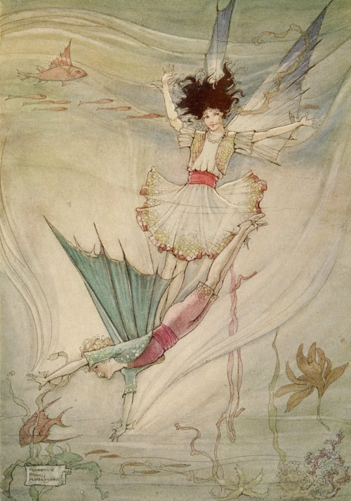 The Cradle Ship (1916) Diving into the Great Pool Poster Print by Florence M. Anderson