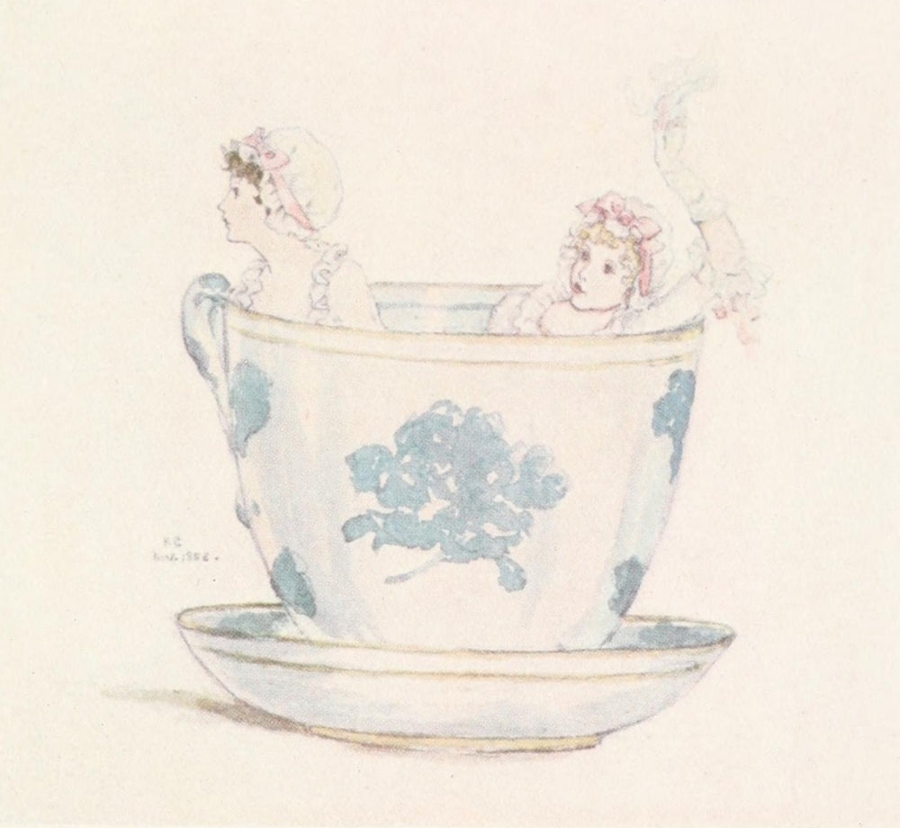 A Calm in a Tea-Cup Poster Print by Kate Greenaway, vintage art piece.