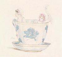 A Calm in a Tea-Cup Poster Print by Kate Greenaway, vintage art piece.
