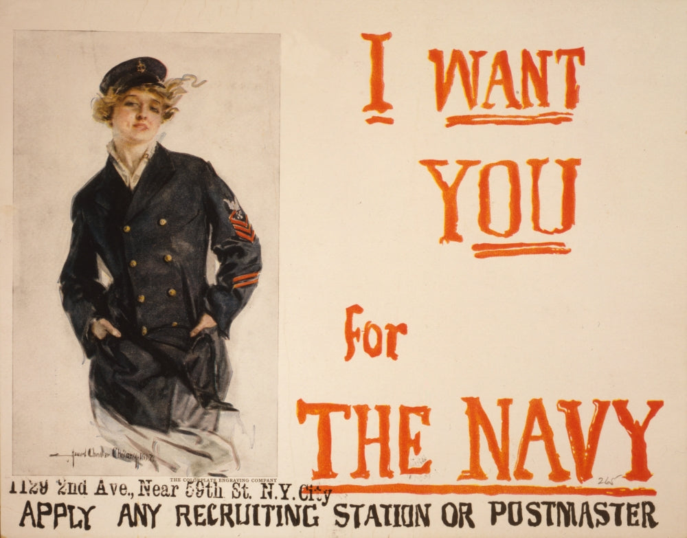 WWI I Want You for the Navy Poster Print by Howard Chandler Christy, 1918 artwork.