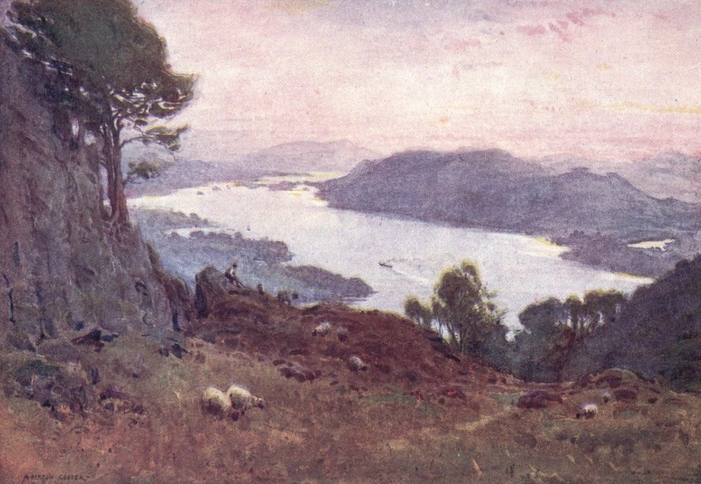 English Lakes 1908 Windermere from Wansfell Poster Print showcasing serene landscape.
